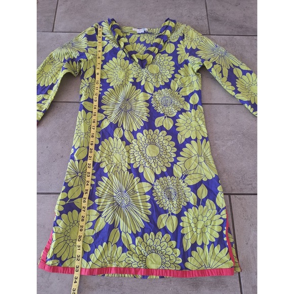 Boden Floral Tunic Midi Dress 3/4‎ Sleeve Size 6  Lime Green - Picture 6 of 7